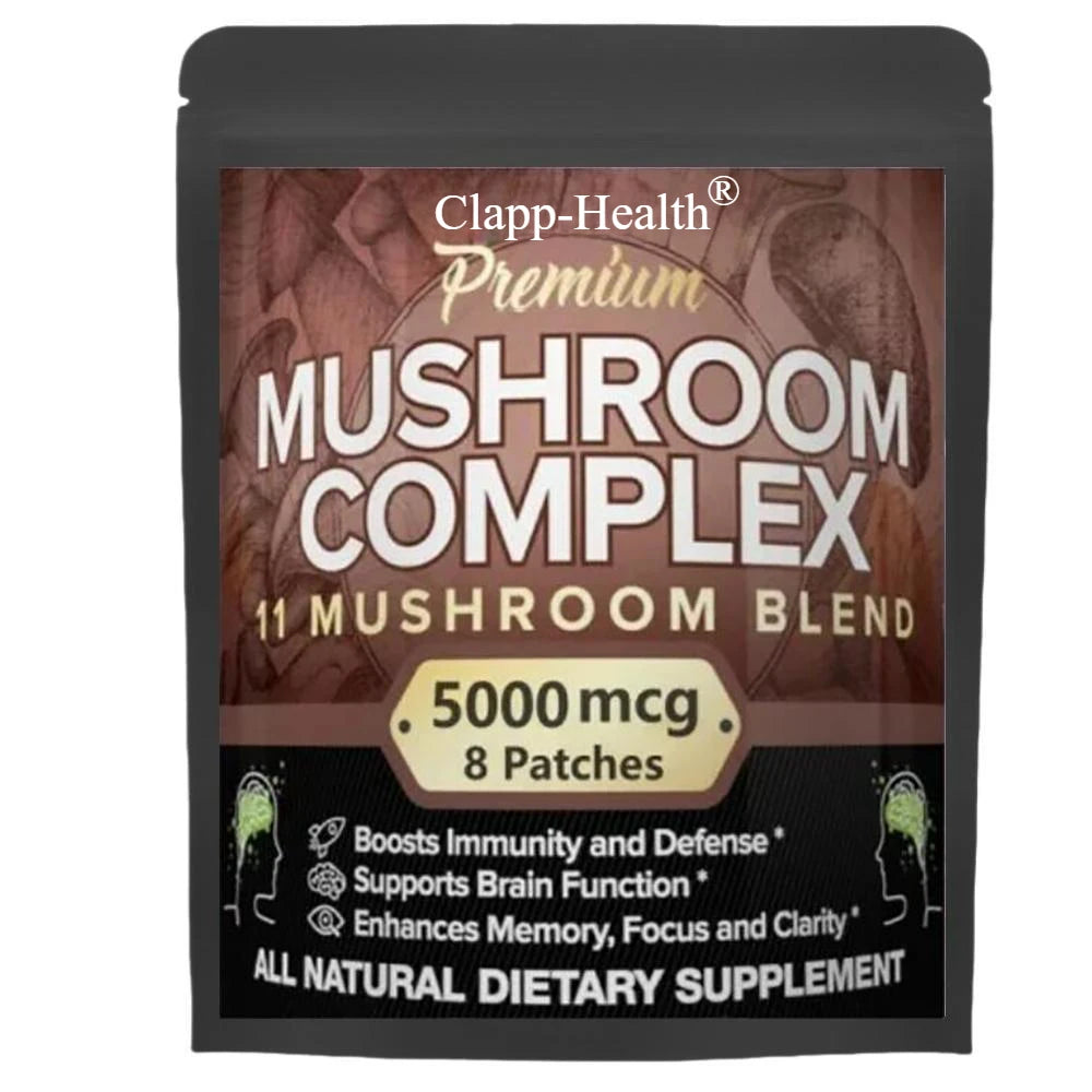 7 Blend Lions Mushroom Cordyceps, Chaga, Reishi, Turkey Tail, Maitake, Shiitake Supplement, Transdermal Patches Made In The Usa reduces brain fog builds new brain cells and enhances memory