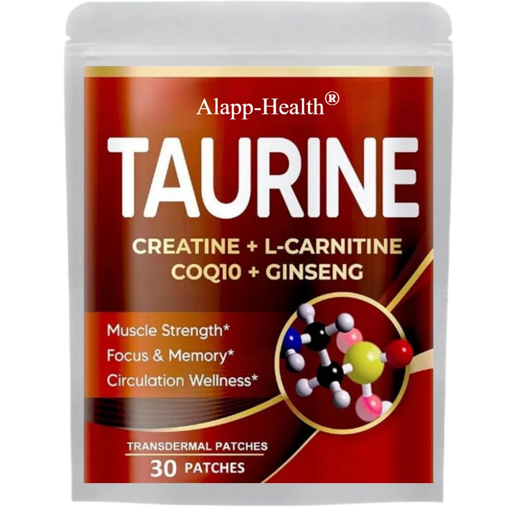 Taurine Transdermal Patches Muscle Strength, Focus, Memory -30 Patches One Month Supply