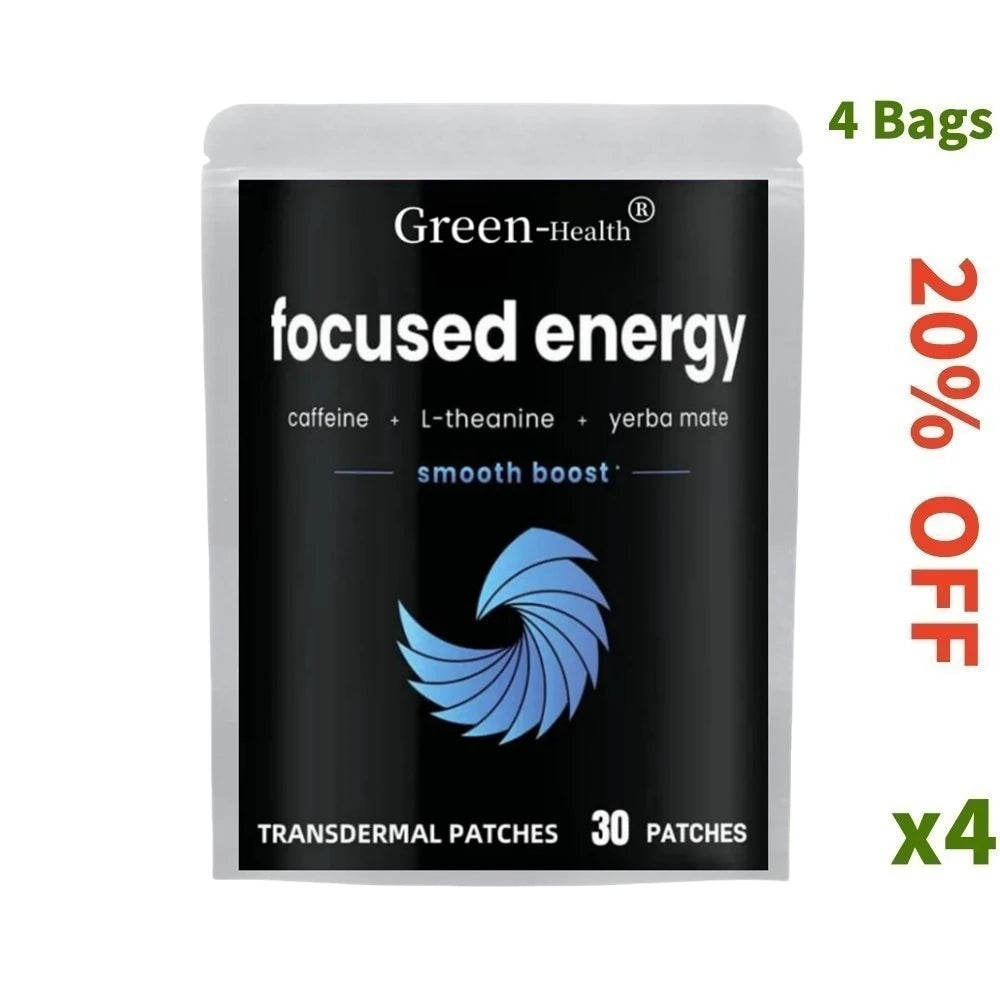 Focused Energy Transdermal Patches with L-Theanine Focus & Performance Brain Booster – 30 Patches One Month Supply