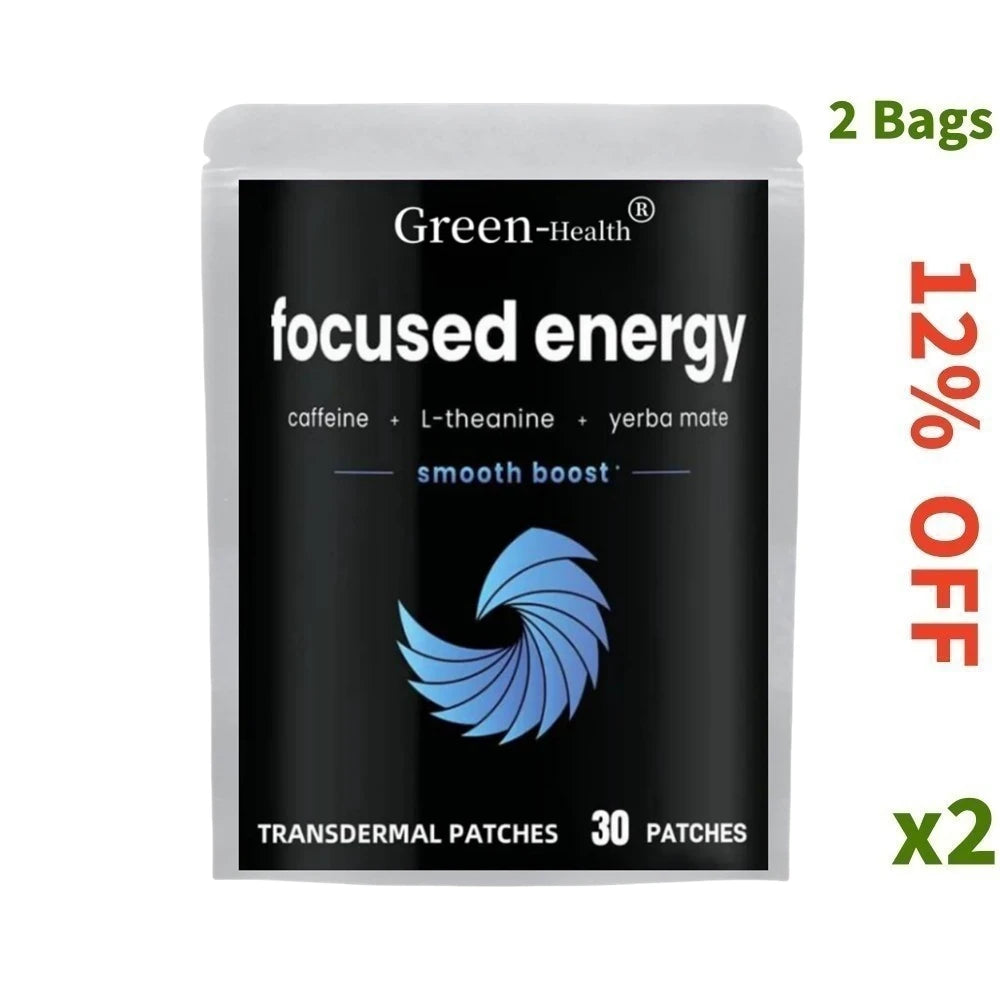 Focused Energy Transdermal Patches with L-Theanine Focus & Performance Brain Booster – 30 Patches One Month Supply